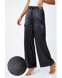 Roman - Animal Print Satin Stretch Cargo Trousers - Lyst