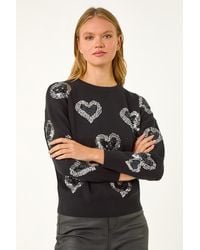 Roman - Heart Sequin Detail Knit Jumper - Lyst