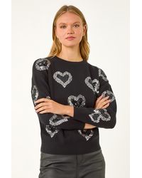 Roman - Heart Sequin Detail Knit Jumper - Lyst