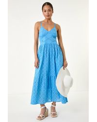 Roman Petite - Broderie Strappy Maxi Dress - Lyst