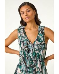 Roman - Abstract Ruffle Front Buttoned Blouse - Lyst