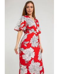 Roman Petite - Floral Ruched Wrap Dress - Lyst