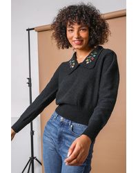 D.u.s.k - Floral Embroidered Collar Jumper - Lyst
