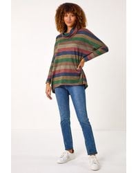 Roman - Relaxed Stripe Cowl Neck Tunic Top - Lyst