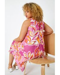 Roman Curve - Floral Chiffon Hanky Hem Asymmetric Dress - Lyst