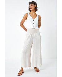 Roman - Linen Blend Stretch Waist Culottes - Lyst