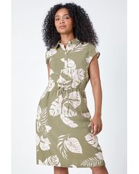 Roman Petite - Tropical Print Shirt Dress - Lyst