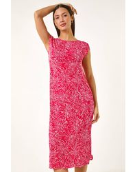 Roman - Abstract Print A-Line Midi Dress - Lyst