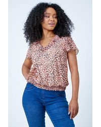 Roman Petite - Animal Print Frill Top - Lyst