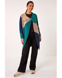 Roman - Colour Block Button Collar Knit Cardigan - Lyst