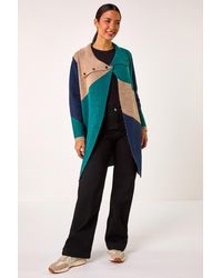 Roman - Colour Block Button Collar Knit Cardigan - Lyst