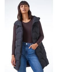 Roman - Geometric Quilted Hooded Gilet - Lyst