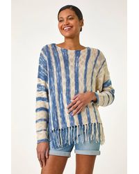 Roman - Textured Fringe Hem Knit Jumper - Lyst