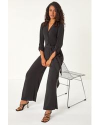 D.u.s.k - Button Through Belted Stretch Jumpsuit - Lyst