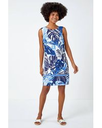 Roman - Leaf Border Print Shift Dress - Lyst