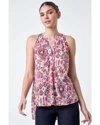 Roman - Aztec Burnout Print Vest Top - Lyst