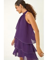Roman - Sequin Trim Halterneck Dress - Lyst