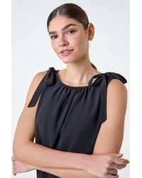 Roman - Bow Detail Shirred Hem Top - Lyst