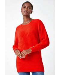 Roman - Button Sleeve Fluffy Longline Jumper - Lyst