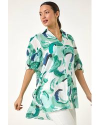 Roman - Abstract Print Longline Overshirt - Lyst