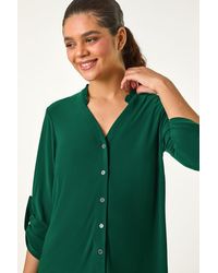 Roman - Button Through V-Neck Stretch Blouse - Lyst