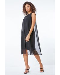 Roman Petite - Embellished Neck Chiffon Dress - Lyst