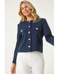 Roman Petite - Collarless Button Up Jacket - Lyst