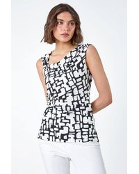 Roman - Geometric Asymmetric Neck Stretch Top - Lyst