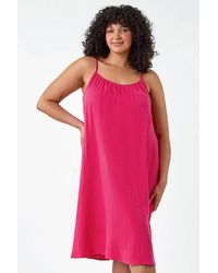 Roman Curve - Strappy Cotton Pocket Dress - Lyst