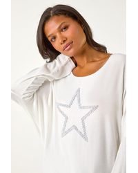 Roman - Star Print Knitted Stretch Top - Lyst