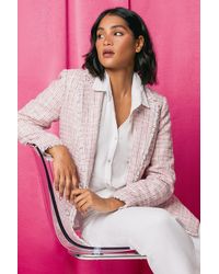 Roman - Frayed Edge Boucle Check Jacket - Lyst