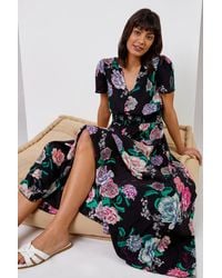 Roman - Floral Print Shirred Waist Maxi Dress - Lyst