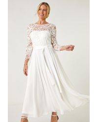 Roman Petite - Lace Tie Waist Maxi Dress - Lyst