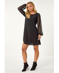 Roman Petite - Hotfix Sleeve Stretch Shift Dress - Lyst