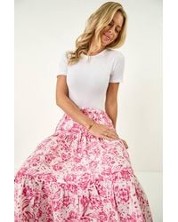 Roman Petite - Floral Print Tie Midi Skirt - Lyst