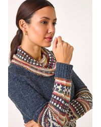 Roman - Abstract Print Roll Neck Knit Jumper - Lyst