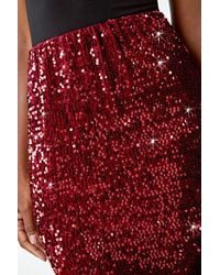 Roman - Sequin Embellished Velour Stretch Skirt - Lyst