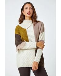 Roman - Longline Colour Block Textured Fringe Jumper - Lyst