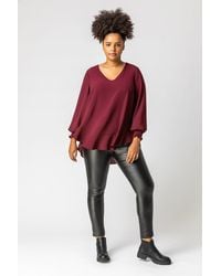 Roman Curve - Frill Hem Shirred Long Sleeve Chiffon Top - Lyst
