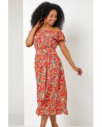 Roman Petite - Ditsy Floral Print Bardot Dress - Lyst