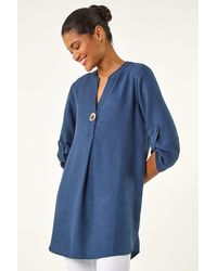 Roman - Horn Button Detail Longline Top - Lyst
