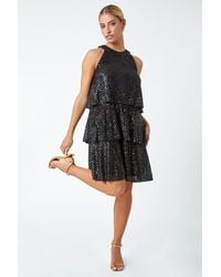 D.u.s.k - Fashion Sequin Embellished Tiered Stretch Dress - Lyst