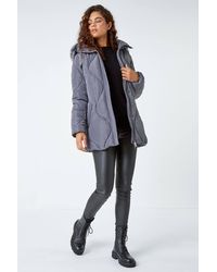 Roman - Quilted Faux Fur Hooded Coat - Lyst