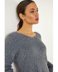 Roman - V-Neck Fluffy Knit Jumper - Lyst