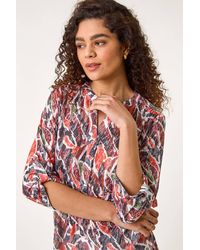 Roman - Abstract Print Burnout V-Neck Shirt - Lyst