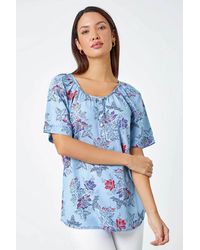 Roman - Floral Print Button Detail Top - Lyst