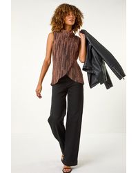 Roman - Shimmer Line Cowl Neck Tunic Top - Lyst