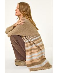 Roman - Stripe Print Knit Longline Cardigan - Lyst