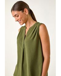 Roman - V-Neck Front Pleat Vest Top - Lyst