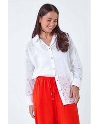 Roman Petite - Petite Cotton Broderie Button Blouse - Lyst